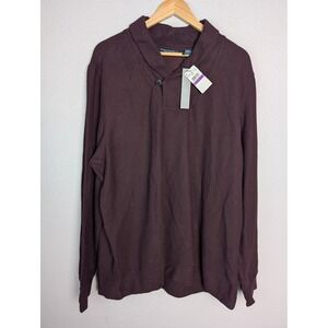 Perry Ellis Sweater Mens 2XL Purple Shawl Collar Cotton Blend Knit‎ Pullover